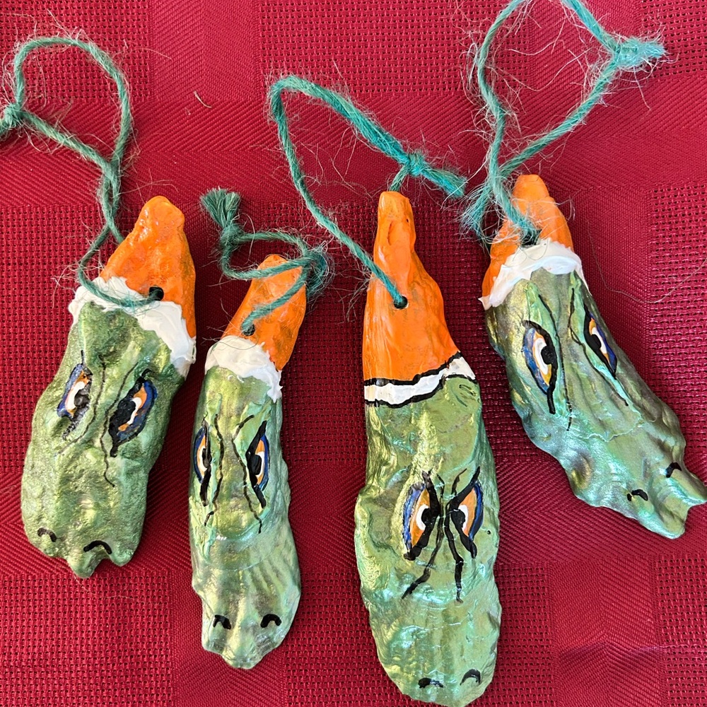 Florida Gators Hand Crafted Oyster Shell Ornaments Set # 2